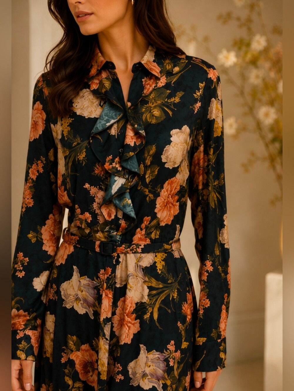 Ralph Lauren Blayke Floral-print Jacquard Silk Blend Dress, NWT - Picture 15 of 15